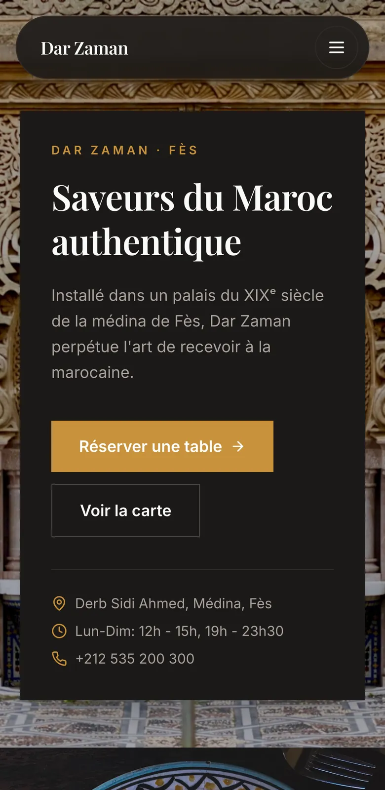 Le même site en version mobile